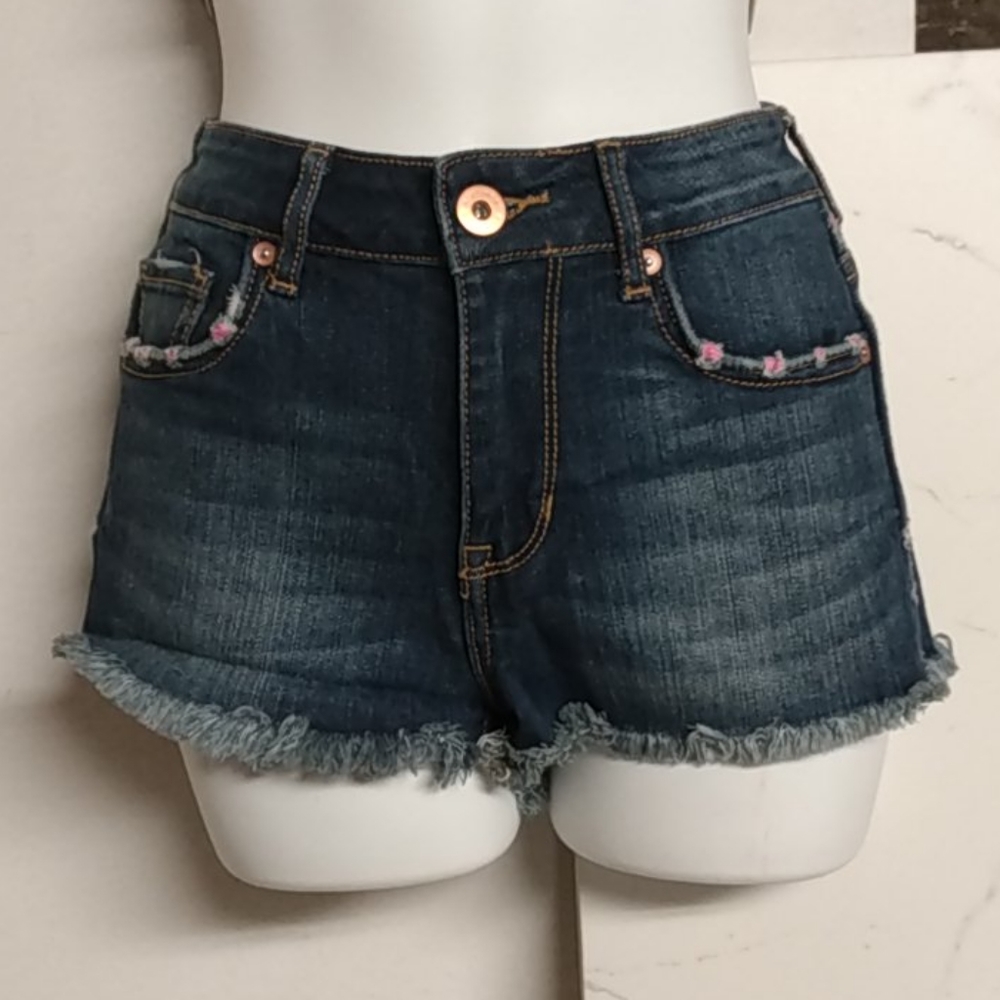 Bullhead Brand High Rise Raw Hem Jean Short Shorts
